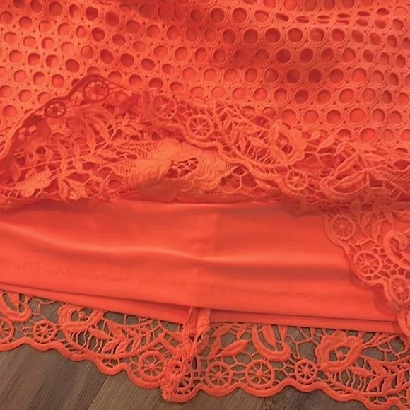Lauren Ralph Lauren Lace Off The Shoulder Coral Color Dress, Lined Size 4 Petite - Picture 6 of 12